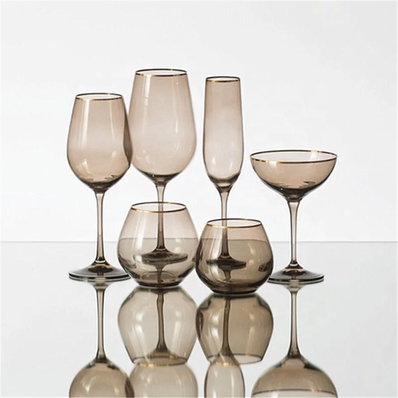 

China Supplier Elegant Crystal Smoke Wine Glasses & Stemware