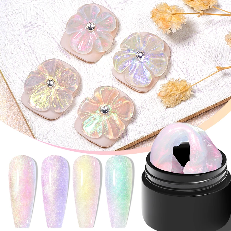 Aurora conjunto de esmalte em gel antiaderente para extensão de mão, 6 peças, modelagem 3d/escultura/escultura uv/led, gel de construção, gelatina leitosa, gel duro