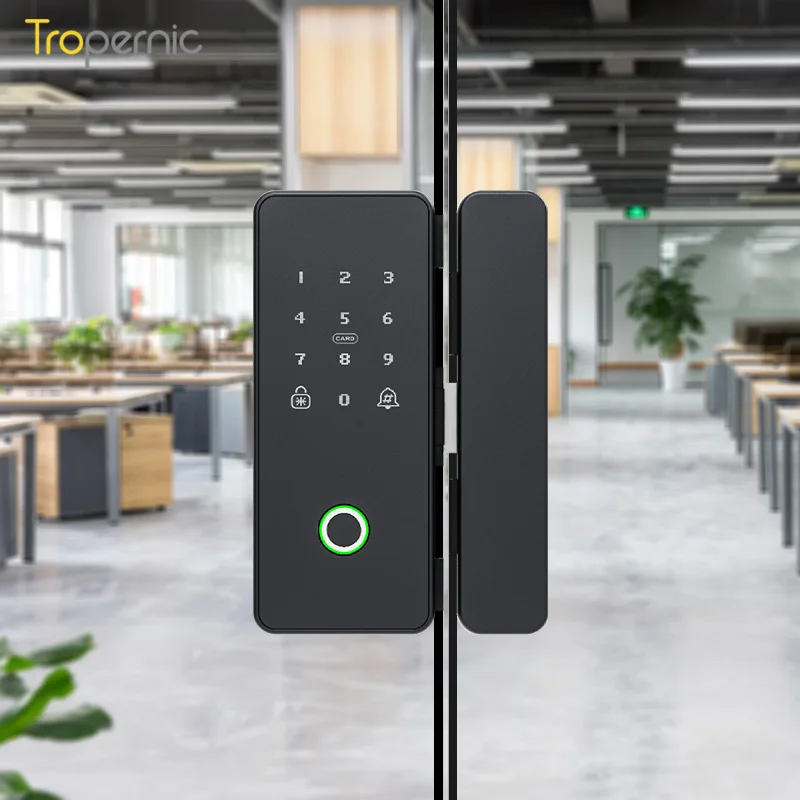 Yrhand telefones celulares inteligente fechadura da porta de vidro sem moldura com magetic cerradura inteligente tuya wifi fechadura da porta de vidro