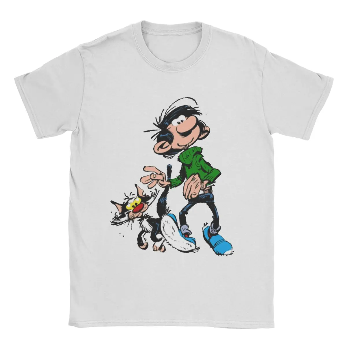 Gaston Lagaffe Gomer Goof T Shirt Men Pure Cotton Novelty T-Shirt Crew Neck Tee Shirt Short Sleeve Clothes 4XL 5XL 6XL