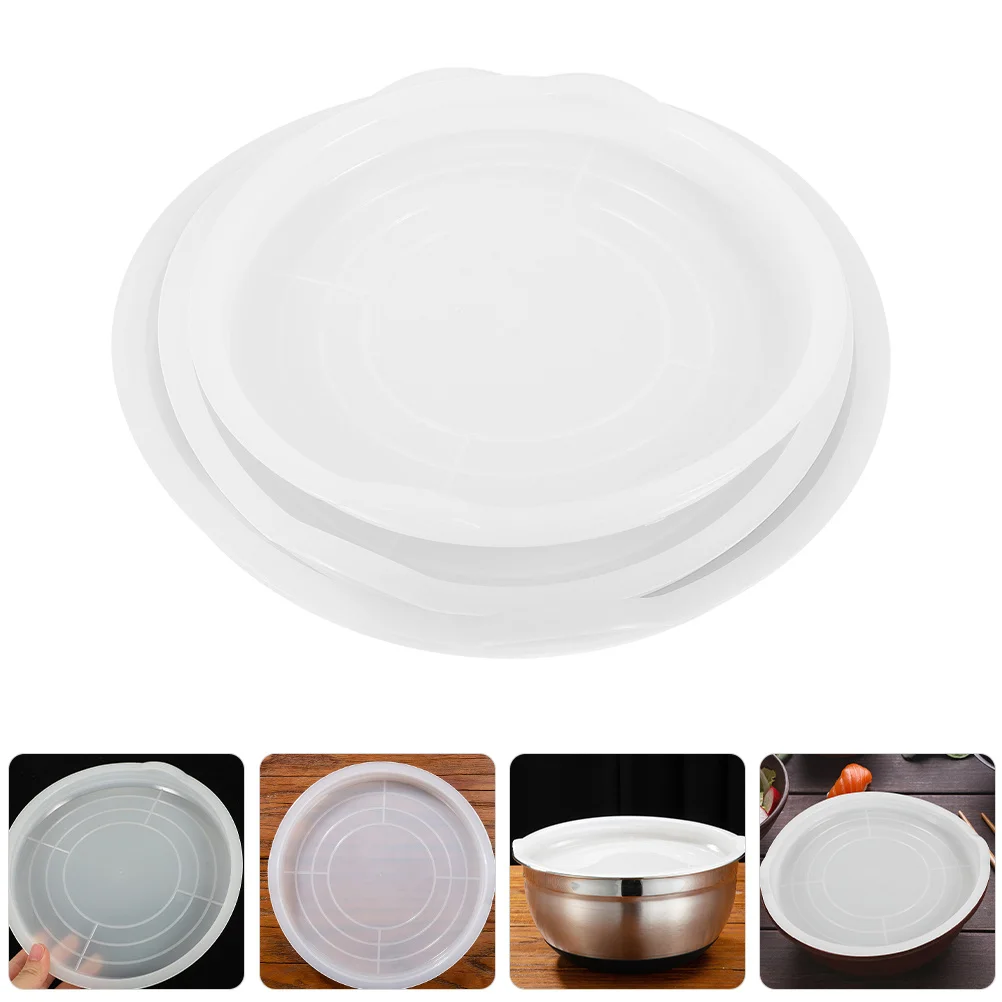 

3Pcs Kitchen Mixing Bowl Lid Plastic Anti Overflow Cover for Baking Egg Whisking Dough Kneading Food Container Universal Fit
