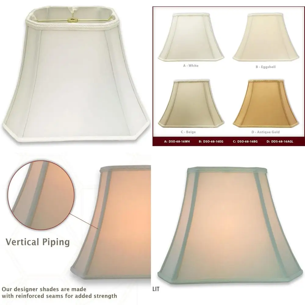 غطاء مصباح جرس مصمم مستطيل، سبايدر فيتر، أبيض، 8x14x10.6، تصميم داخلي حديث، DSO-68-14WH #1