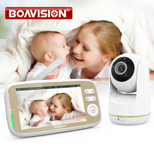Imagen 1 del producto Monitor de bebé VB803 Pantalla más grande de 5 pulgadas 720P con cámara 330 ° Sartén 135 ° Cámara de niñera con visión nocturna y audio bidireccional con zoom 3X inclinable