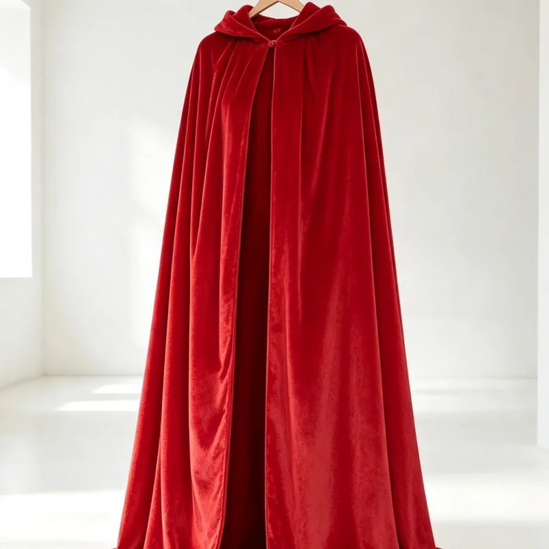 Unisex Adults Hooded Cloak, Velvet Vampire Wizard Cape, Renaissance Medieval Halloween Costume for Witch Cosplay