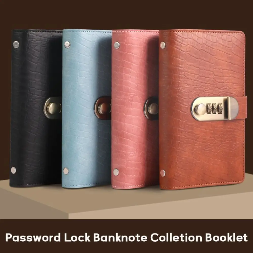 Fashion PU Leather 100 Envelope Challenge Binder With Password Lock Reusable Saving Money Notebook Waterproof Budget Saving Book