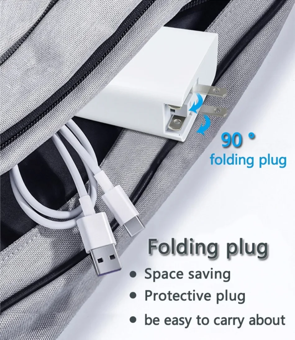 100W GaN Charger Convertible Plug Folding Pin QC3.0 USB-A Dual Type C PD Fast Charging Adapter for Notebook Mobile Phone Tablet
