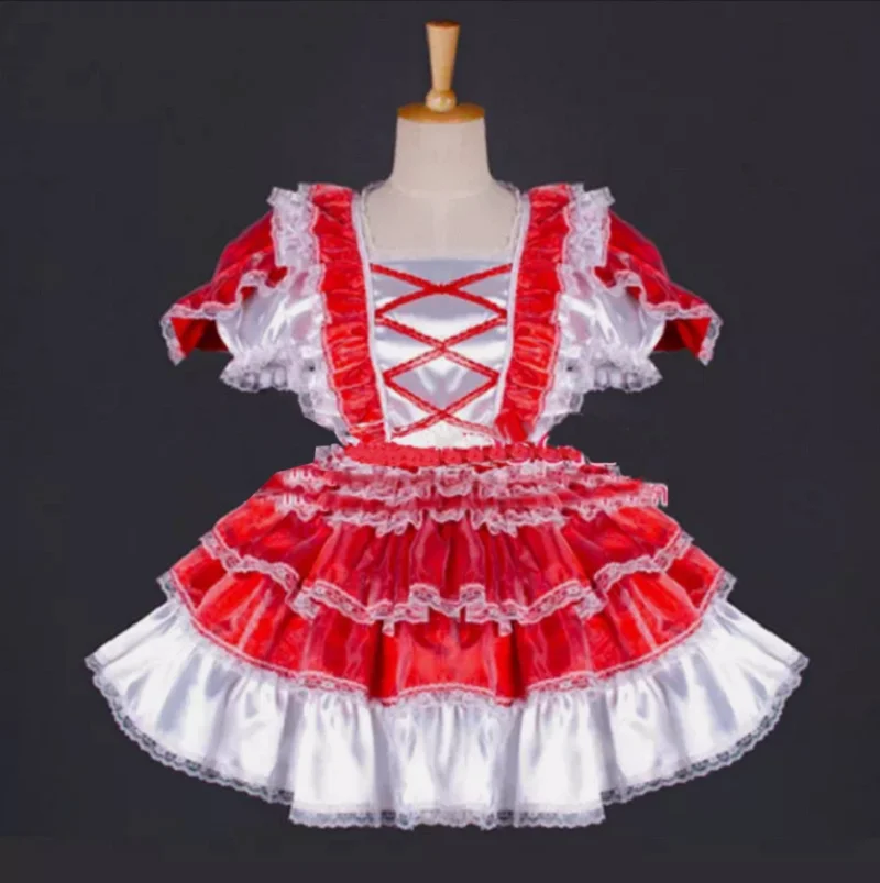 

French maid girl Sisi can lock in satin dress cosplay costume custom-made