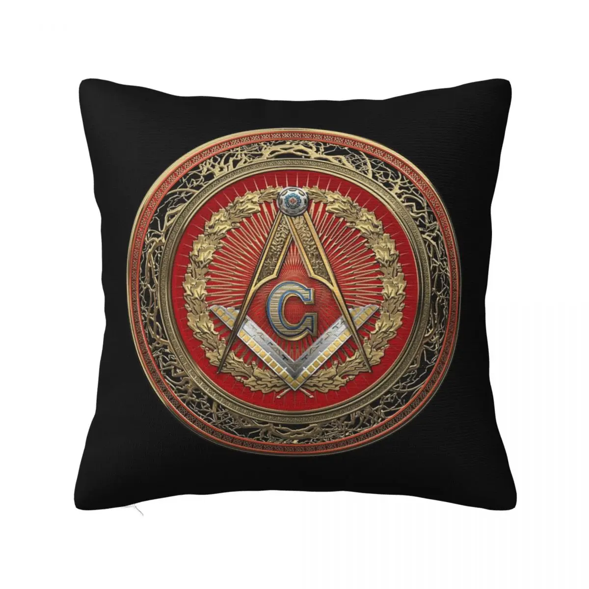 Degree Mason Gold Jewel Pillow Cases Master Mason Square and Compasses Cushion Covers Awesome Decor Pillowcase for Car 40*40cm