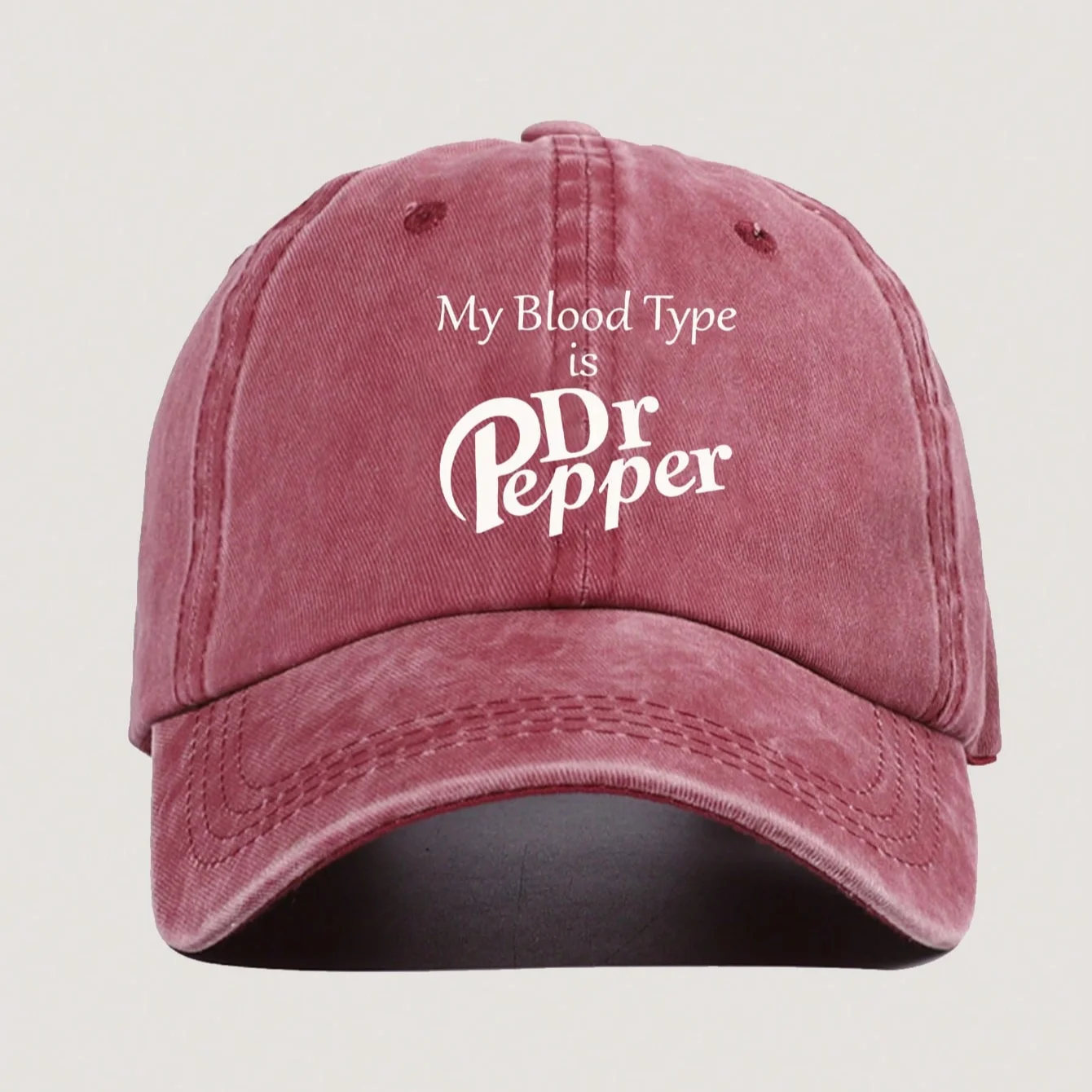 A curved baseball cap, Dr. Pepper printed retro truck cap for leisure outdoor activities and sun protection