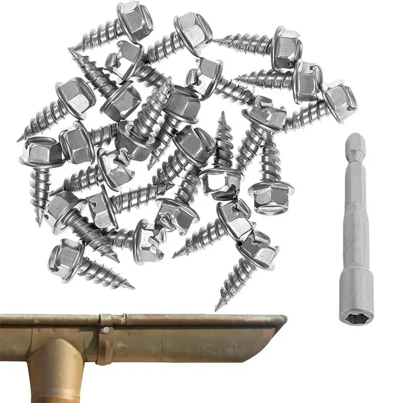 

Gutter Screws Sheet Metal Fasteners For Gutter 100pcs Rustproof And Tough Gutter Downspout Screws For Wood Aluminium And Other