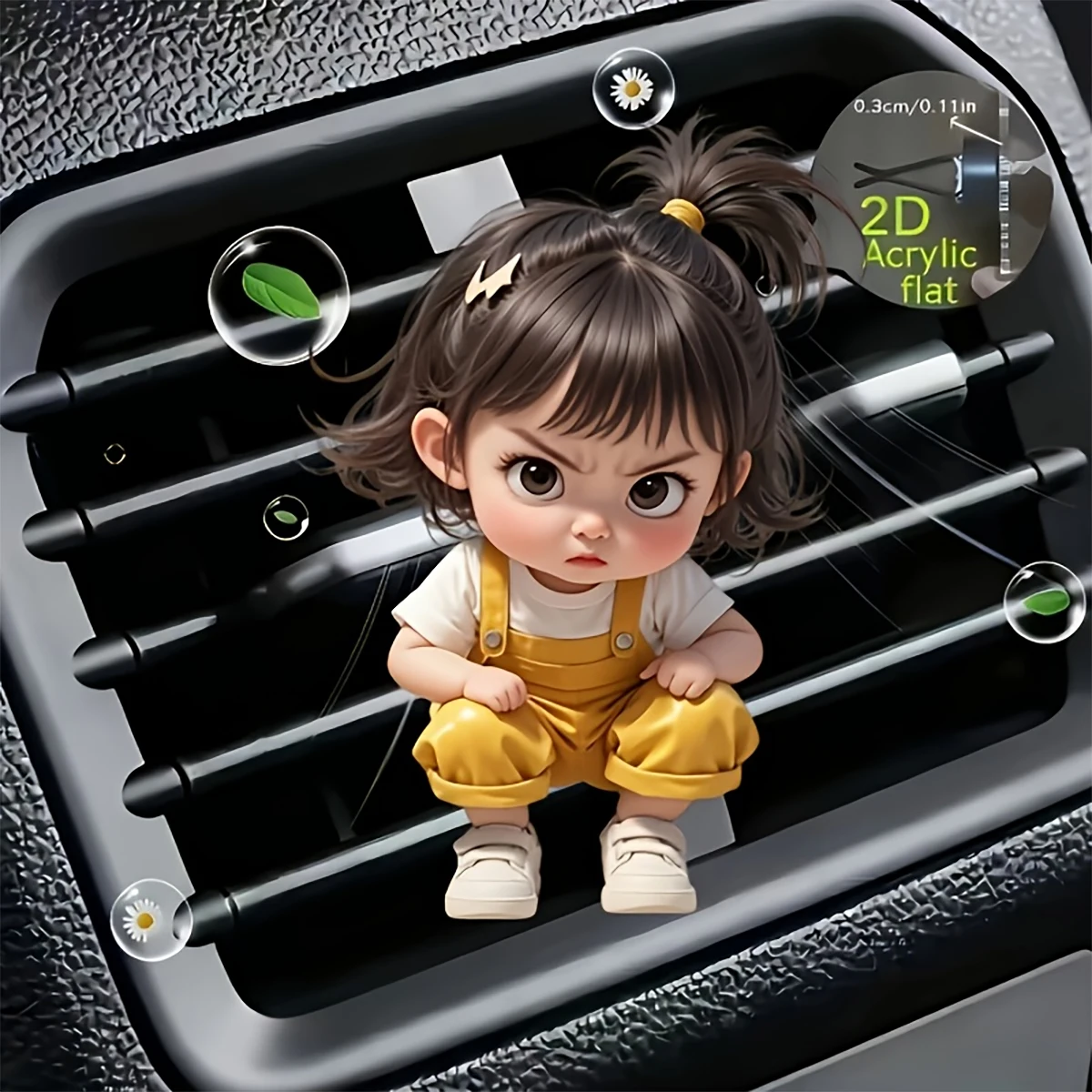 Cute Little Girl Acrylic Car Vent Clip Decoration, Car Fragrance Diffuser, Valentine's Day Gift, Cute Car Interior Accessories