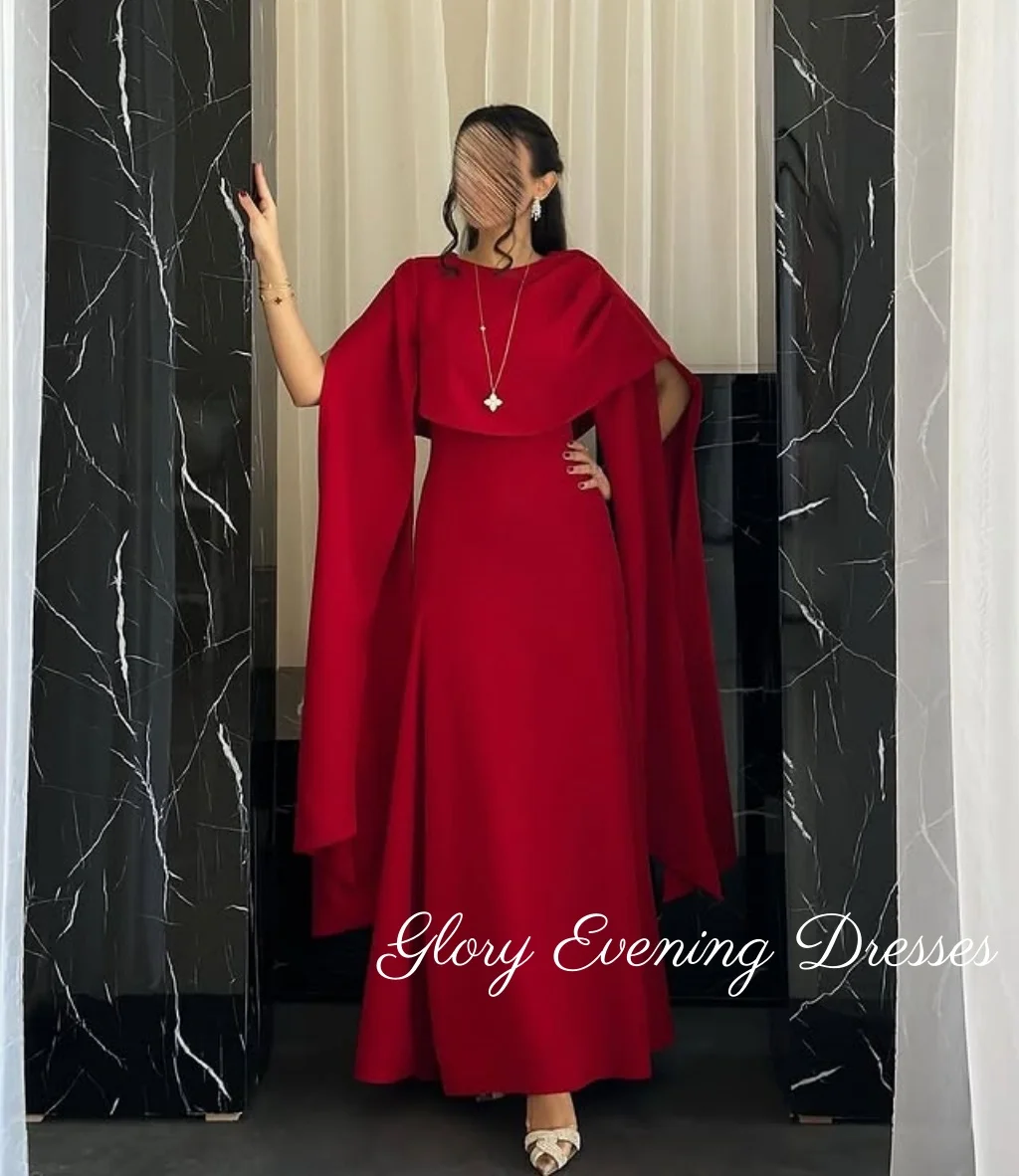 

Red Stain Prom Dress Women with Long Sleeve Dubai Evening Dresses Floor Length Saudi Arabia Formal Wedding Gowns Customized