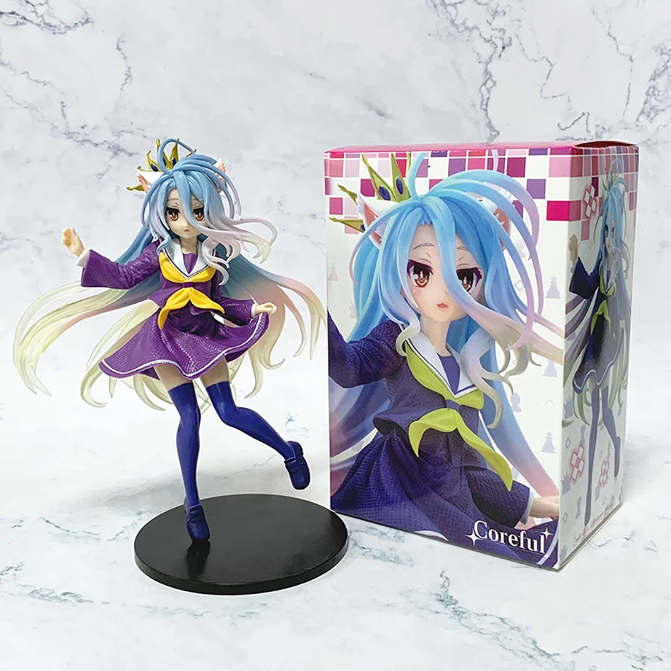 18,5 cm No Game No Life Shiro Yuu Kamiya obras de arte juguetes para niñas Anime japonés PVC figura de acción juguete juego muñeca coleccionable en miniatura