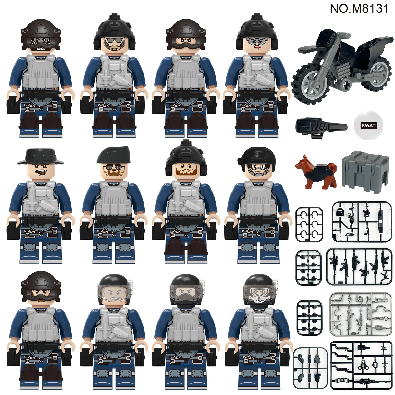 12pcs Building blocks, figures, special police anti-terrorism cheetah commandos, humanoid dolls, children's toys, birthday gift image 3