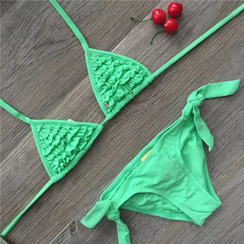 Costume da bagno ragazza 2 pezzi abiti per il nuoto Falbala bambini costumi da bagno ragazze bikini Set bambini Biquini Infantil costume da bagno