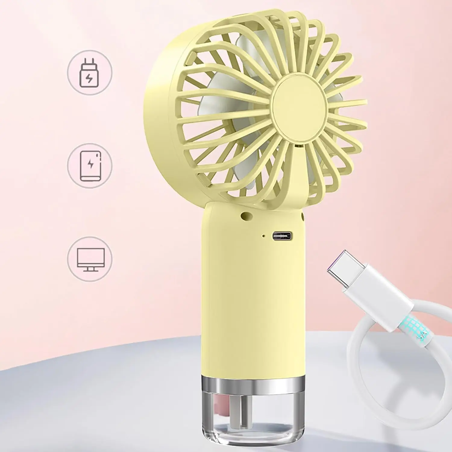 Ventilador de nebulização portátil-ventilador de água recarregável a pilhas de baixo ruído com ventilador de resfriamento de velocidade ajustável com spray de água mis