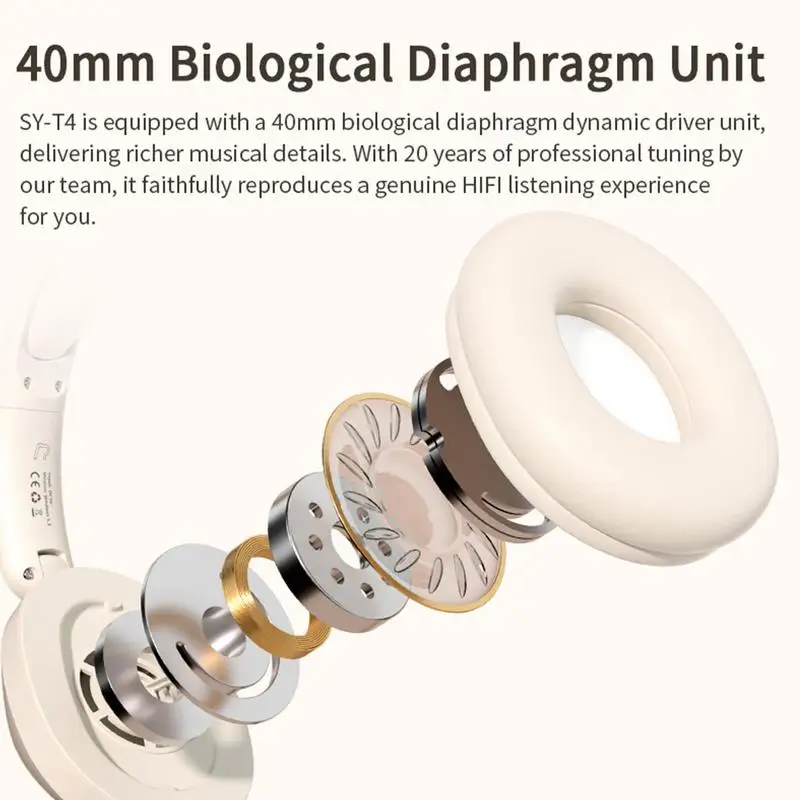 300mAh ไร้สายบลูทูธ V5.3 ชุดหูฟังหูฟังพร้อมไมโครโฟนแฮนด์ฟรีไฮไฟสเตอริโอ BT5.3 Over-Ear หูฟังสําหรับโทรและเพลง