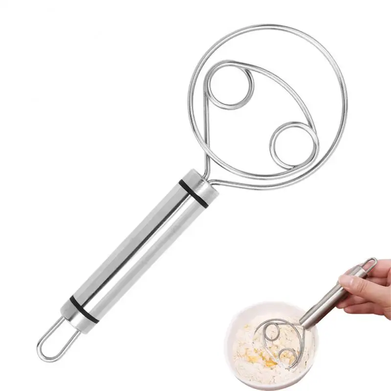 Edelstahl rührer Doppelring-Rührei Werkzeuge Schneebesen leicht zu reinigen manuelle Küchengeräte selbst drehender Pulver isierer