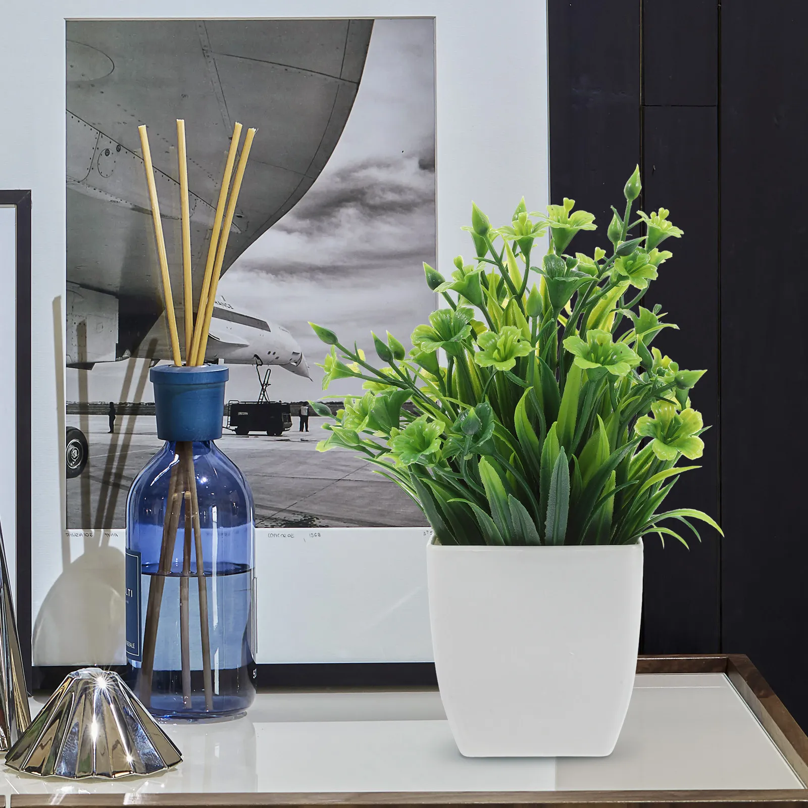 リアルな造花、小型の観葉植物、室内用、デスクやオフィスの装飾 - Plant Pot Small Desk のレビューと価格