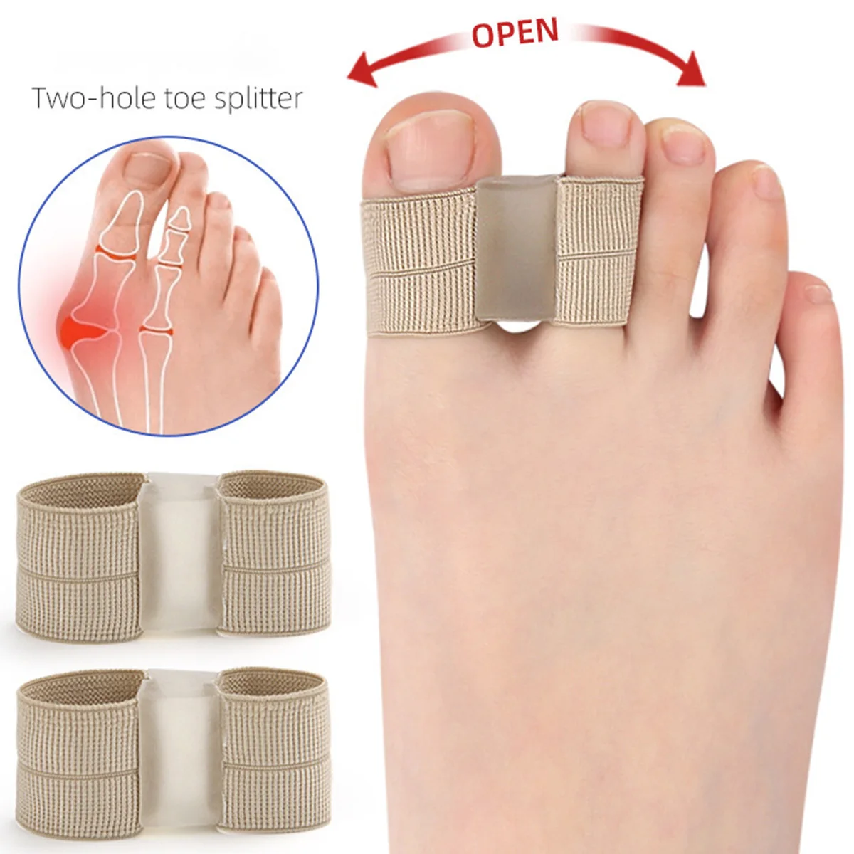 

1 Piece Double Toe Separator With Soft SEBS Materia Invisible Double-Hole Toe Sleeve Corrector for Men and Women