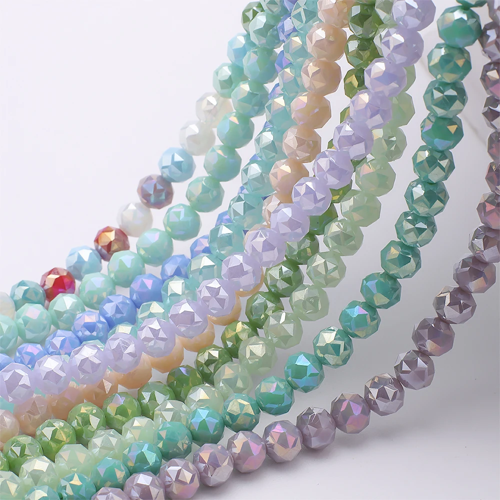 65 Stück rund geschliffene grüne einfarbige facettierte 8 mm Kristallglas-Abstandsperlen lose Schmuckherstellung DIY-Armband-Halsketten-Zubehör