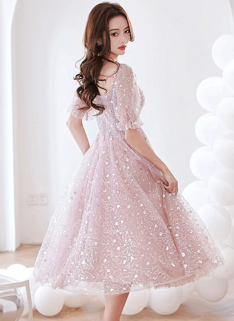 DongCMY Little Dress Ladies Banquet Temperament Graduation Dress 2024 New Pink Birthday Princess Sweet Evening Dresses