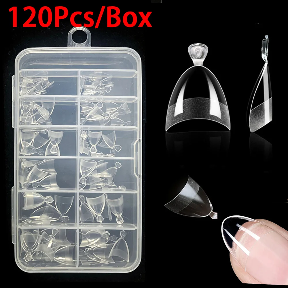 120 قطعة/صندوق فرنسي غير لامع XXS قصير مربع/لوز/أظافر صناعية مدببة كاملة/نصف غطاء واضح اضغط على أطراف الأصابع الناعمة للأظافر