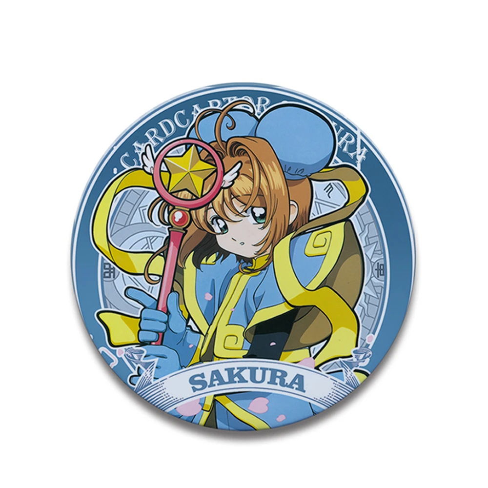 58mm Anime KINOMOTO Card Captor Sakura CCS Tomoyo Daidoji CERBERUS Li Meiling COSTUME Cosplay Distintivo Pin SPTE Spilla in banda stagnata