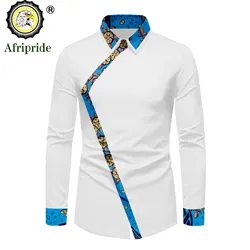 Dashiki African Men`s Shirt Ankara Style Long Sleeve Design Collar Print Shirt Men Dress Shirts Crop Tops Bazin Riche A 2212014