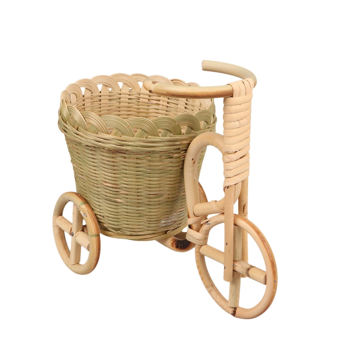 

Bamboo Woven Storage Basket H Made Food Serving Container Kitchen Home Party Tricycle Shape Fruit Holder