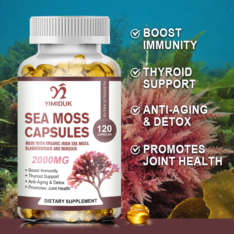 

Organic Sea Moss Capsule Beauty Anti-aging Skincare Detox Boost Immunity Clean the Intestines Supports Thyroid Health