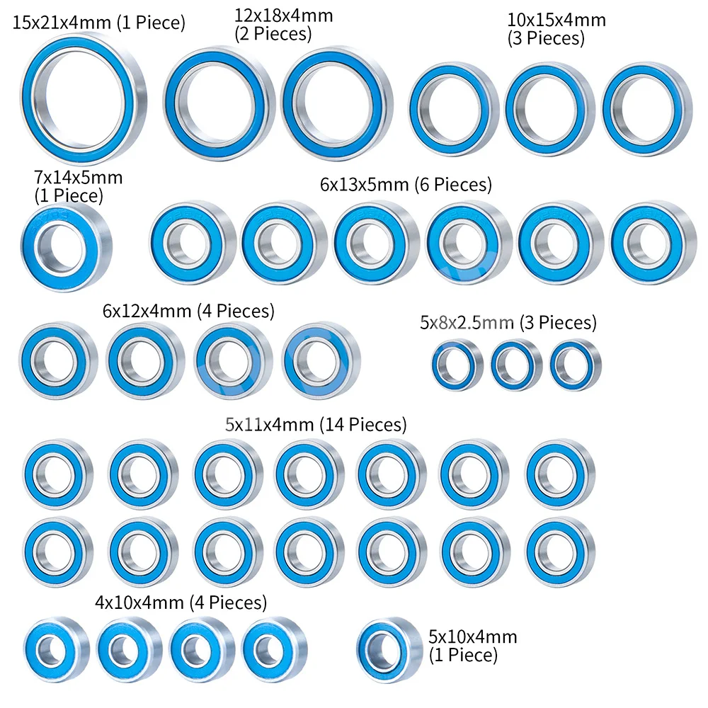 AXSPEED 39 Buah Kit Bantalan Tersegel Biru Poros Hub Roda untuk TRX-4 TRX4 Bronco 1/10 RC Aksesori Suku Cadang Mobil Perayap