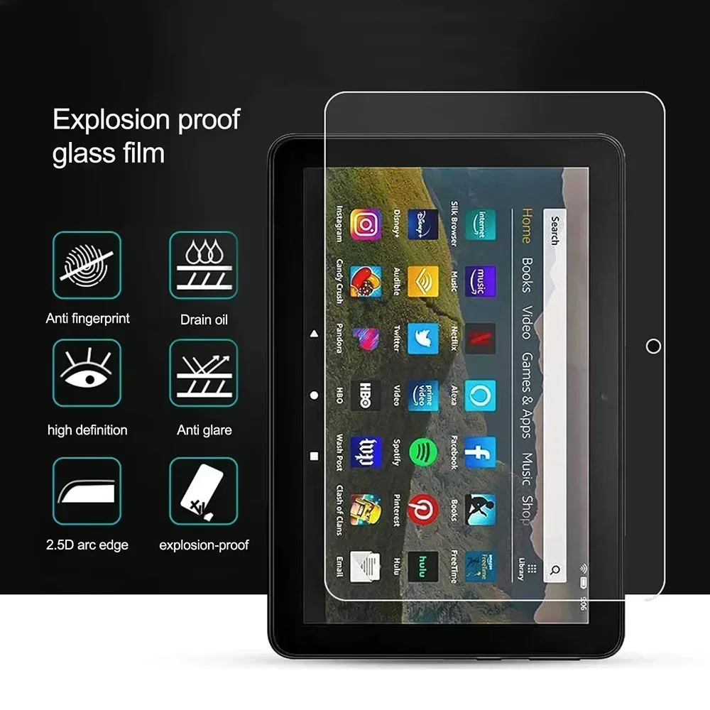 3Pcs HD Anti Scratch Tempered Glass Screen Protector For Amazon Kindle Fire HD 8 2020 2022 New Tablet Screen Protector