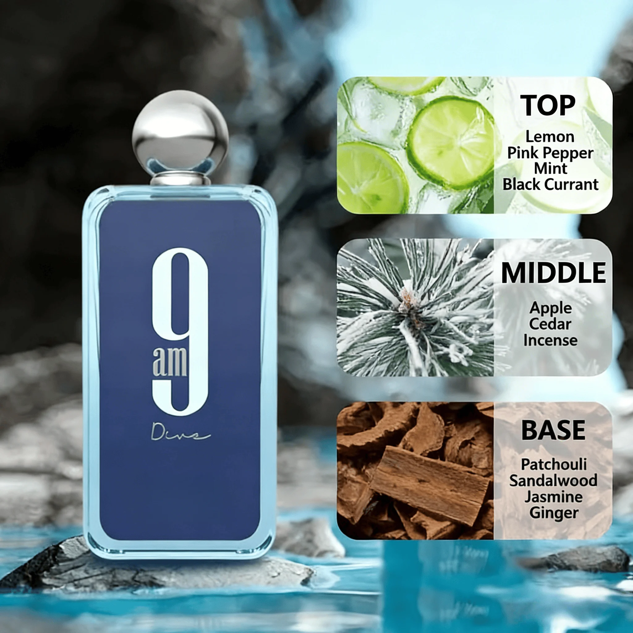

9 AM Dive Eau De Parfum 100ml, Breezy Fresh Aquatic Citrus Aroma, Modern Unisex Long Lasting EDP Spray 3.4 Ounce
