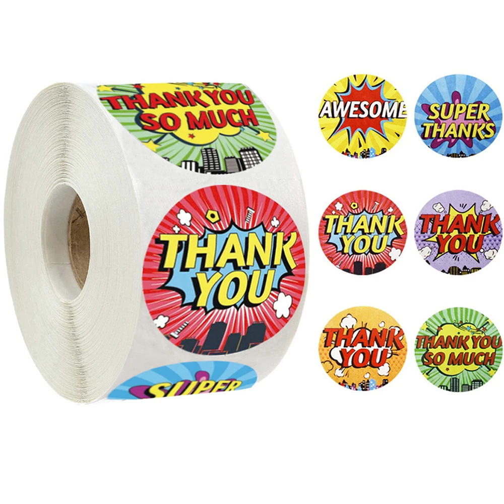 100-500pcs Children Thank You Stickers Label Set For Kids Birthday Party Supplies School Awards Stationery Reward Stickers Tags