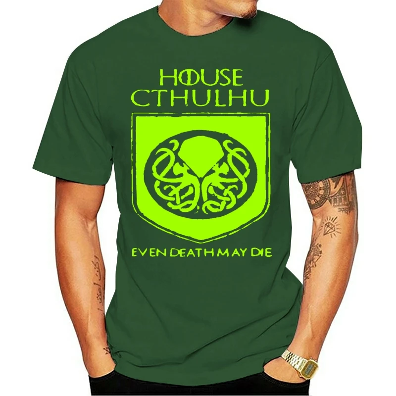 Männer T-Shirt Haus Cthulhu sogar Tod kann Frauen T-Shirt sterben