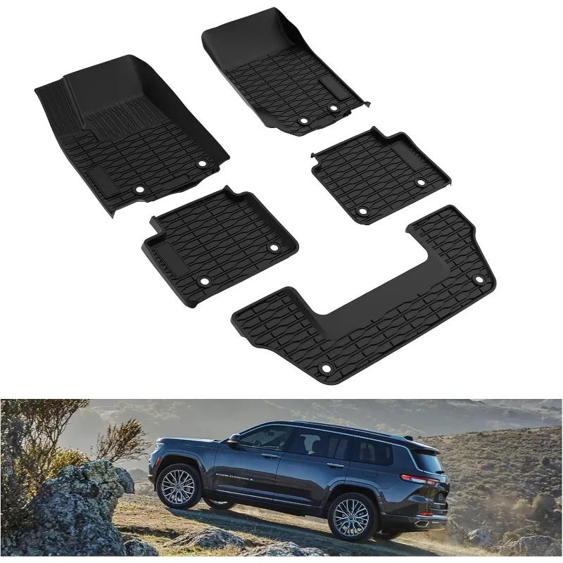 

US Floor Mats for 2021-2025 Jeep Grand Cherokee L Accessories Replace OEM 82216152AC All Weather Mat Custom Fit TPE Front Rear