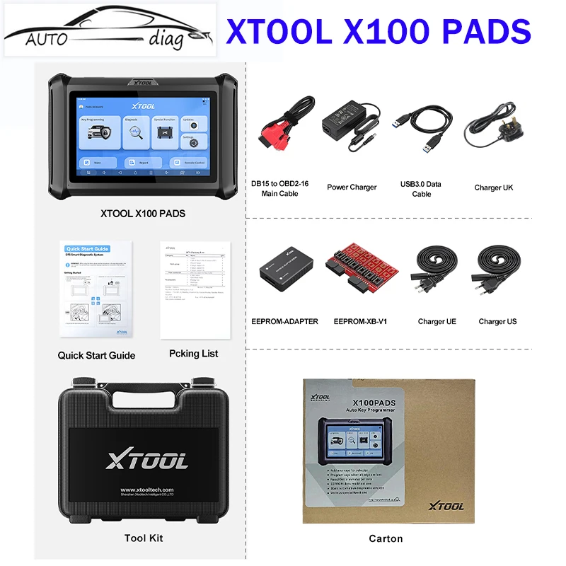 XTOOL X100 PADS Auto IMMO Key Programming Scanner Built-in CAN FD All Key Lost OBD2 All Systems Diagnostic Tool Upgraded X100PAD