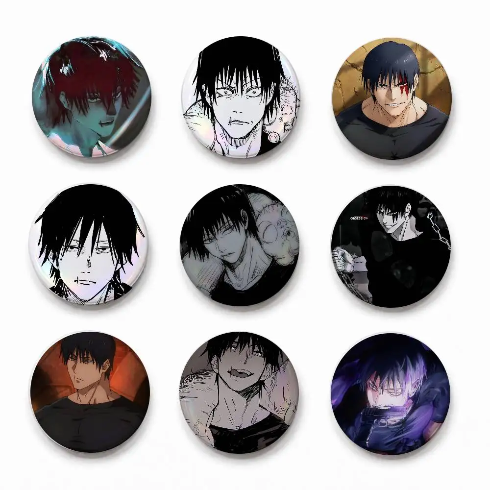 A-F-Fushiguro Toji Cute Cool Round Pin Badge Set For Anime Game Music Cartoon Fans Backpack Denim Jacket Hat Decoration