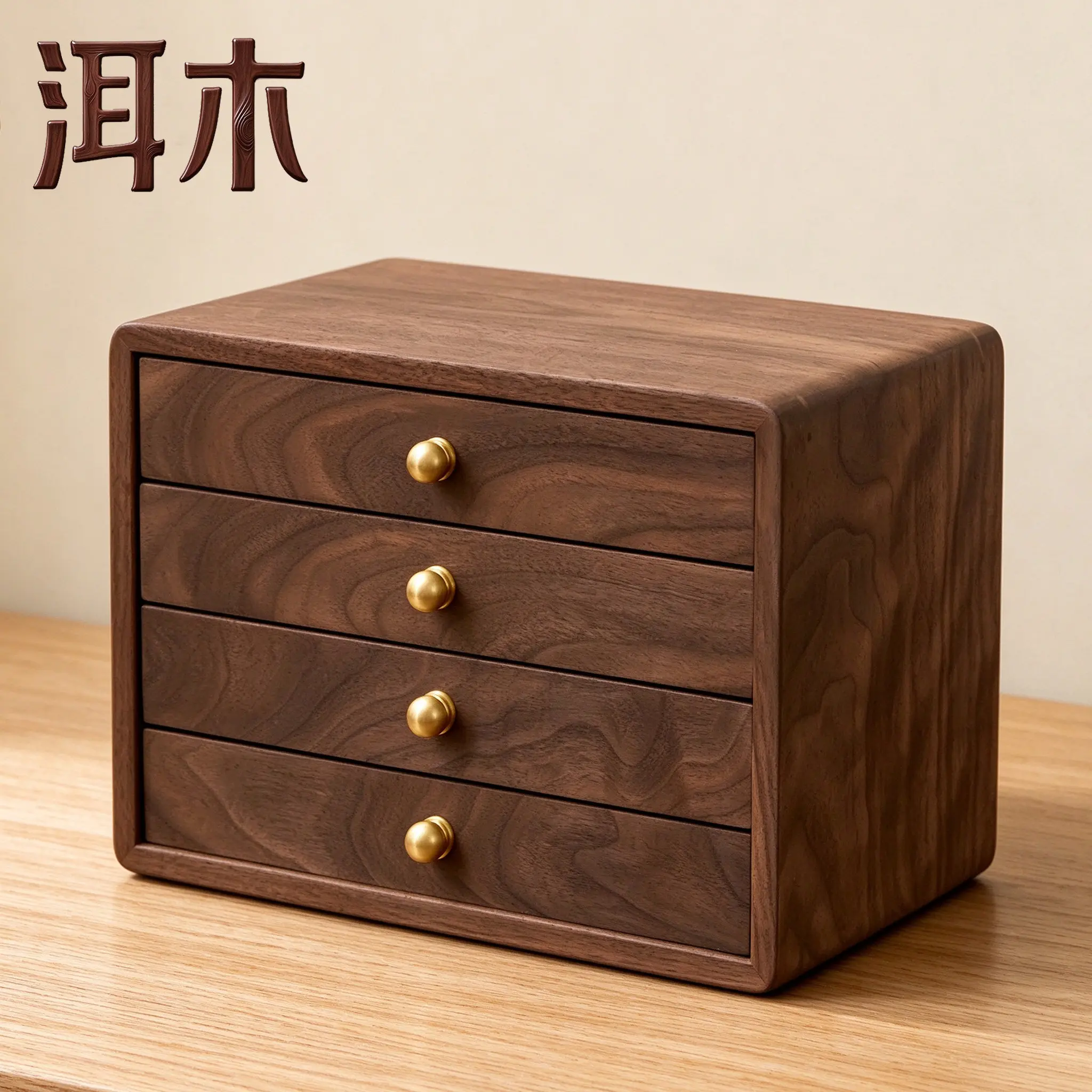 Jewelry box storage box solid wood high-end exquisite hand jewelry earrings necklace retro wedding gift multi-layer drawer