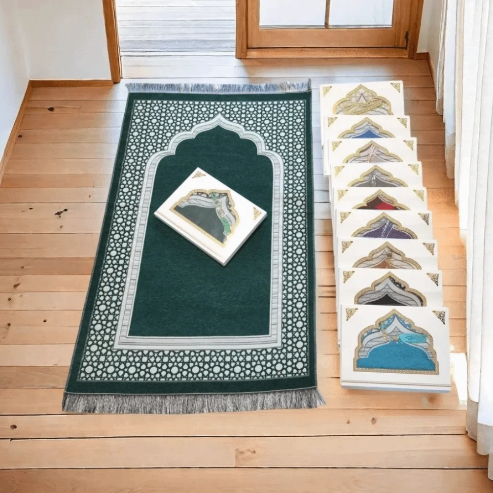 70x110cm Muslim Prayer Rug Rectangle Non-slip Prayer Mat Set Foldable Ethnic Style Worship Blanket Pilgrimage Activities