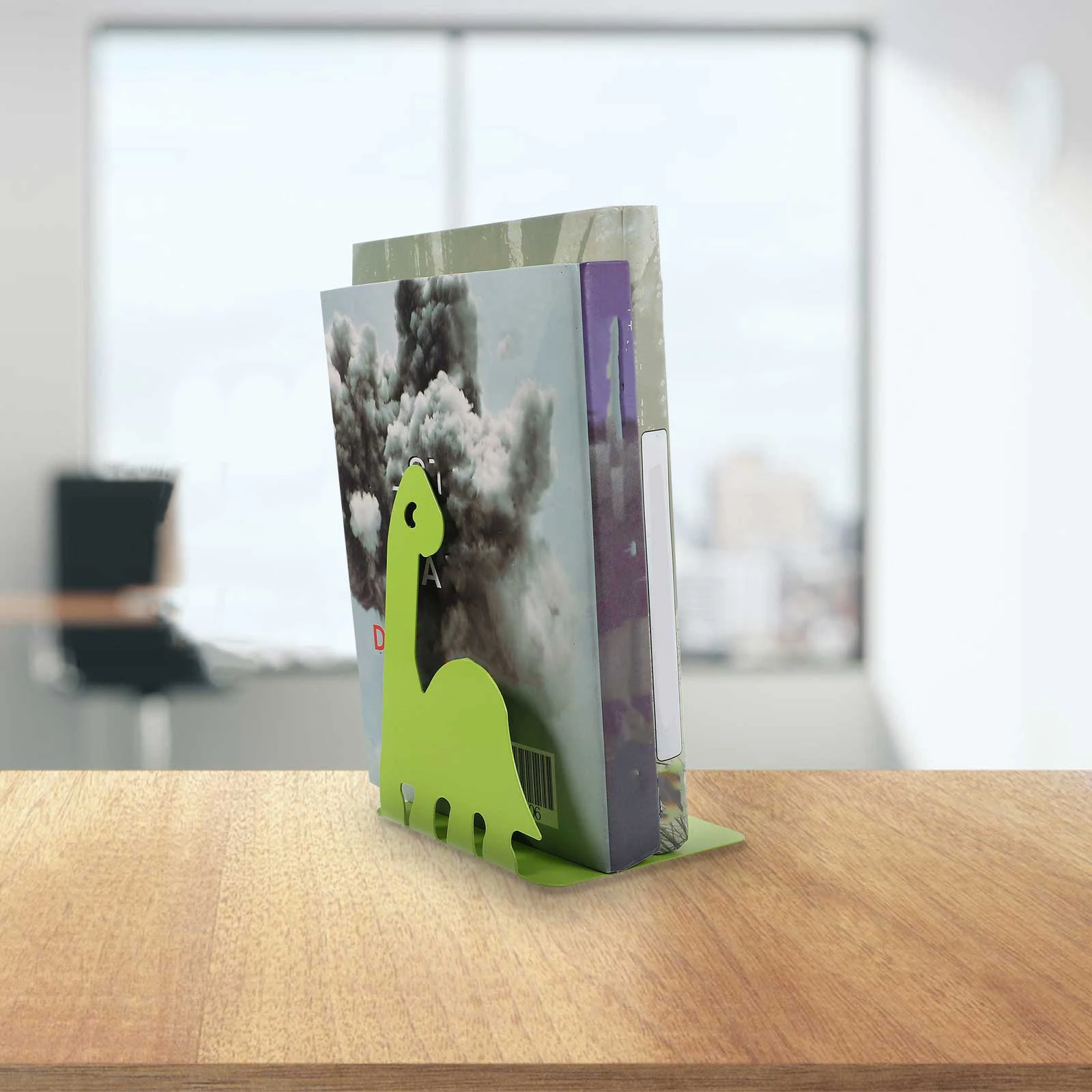 

Creative Cartoon Dinosaur Bookends For 6X5Inch Green Iron Desktop Book Holders Adjustable Bookshelf Stopper Sturdy Metal