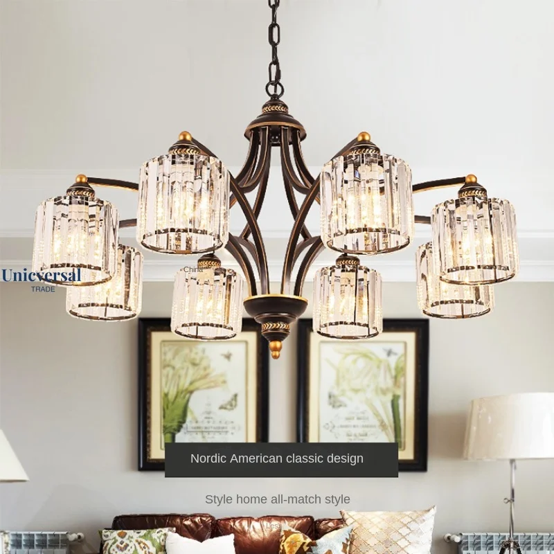 

American crystal chandelier living room light luxury modern minimalist dining room bedroom light atmospheric home chandeliers