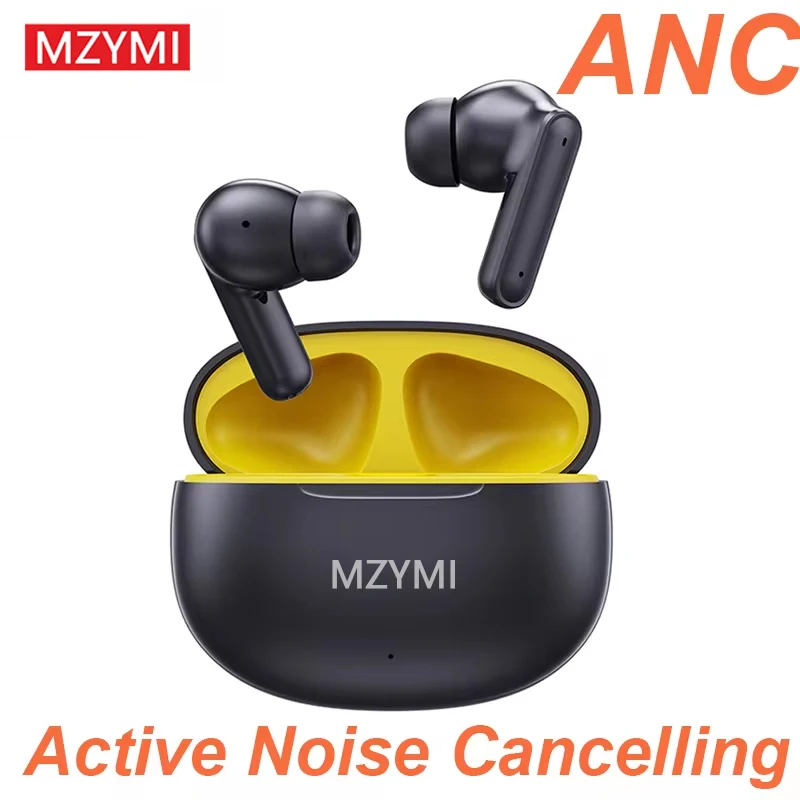 MZYMI ANC TWS Bluetooth5.3 Earphones T80S Wireless Active Noise Cancelling Headphones Stereo Sound Gaming Headset Earbuds