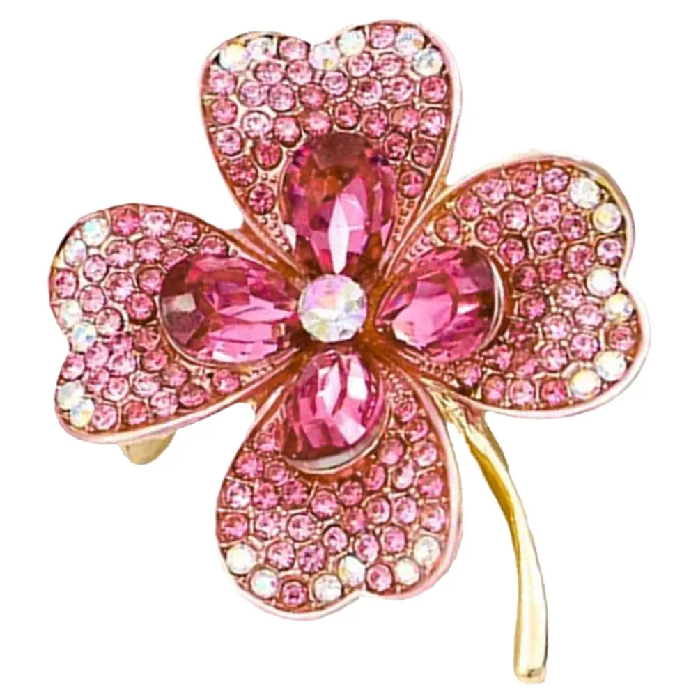

Vintage Crystal Shamrock Brooch Rhinestone Lapel Pin For Women Men Graduation Anniversary Festival Jewelry