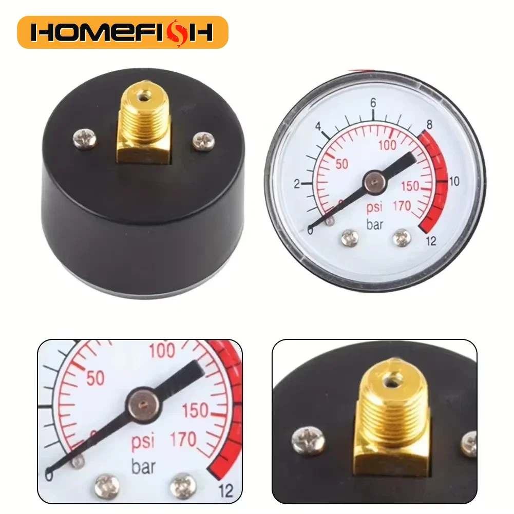 1pc Air Compressor Pressure Gauge 0-12Bar 0-170PSI Hydraulic Fluid Measuring Instrument