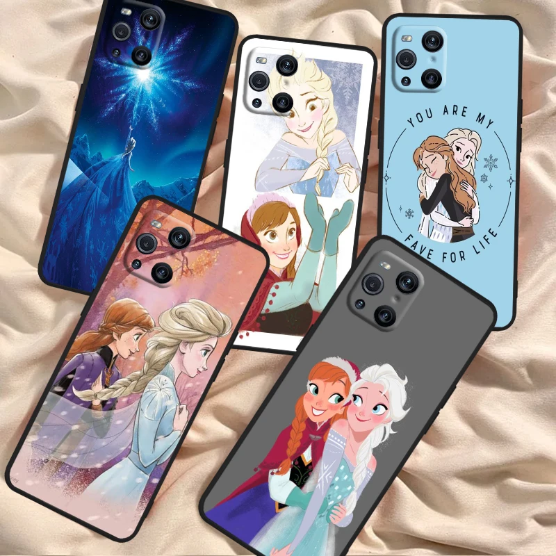 Ice And Snow Fantasy Disney For OPPO Find X6 X5 X3 A54S A5 A94 A16 A53S A57 A74 A72 A98 A78 A96 A9 5G Black Back Phone Case