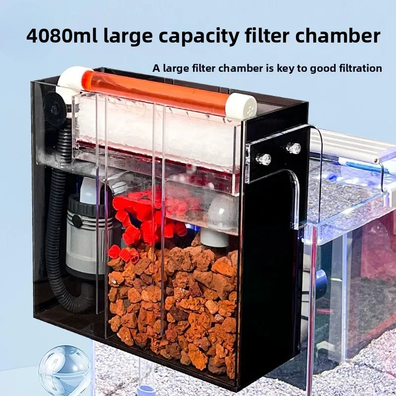 Dry and wet separation trickle box wall-mounted filter external filter material silent water purification cycle three-in-one