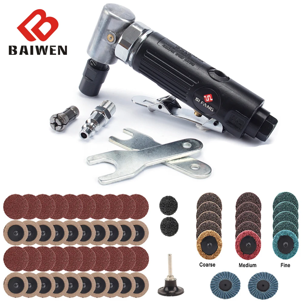 

Mini 1/4 inch Air Angle Die Grinder 90 Degree Pneumatic Grinding Polisher Mill Engraving Machine with Sanding Discs Tool Kit