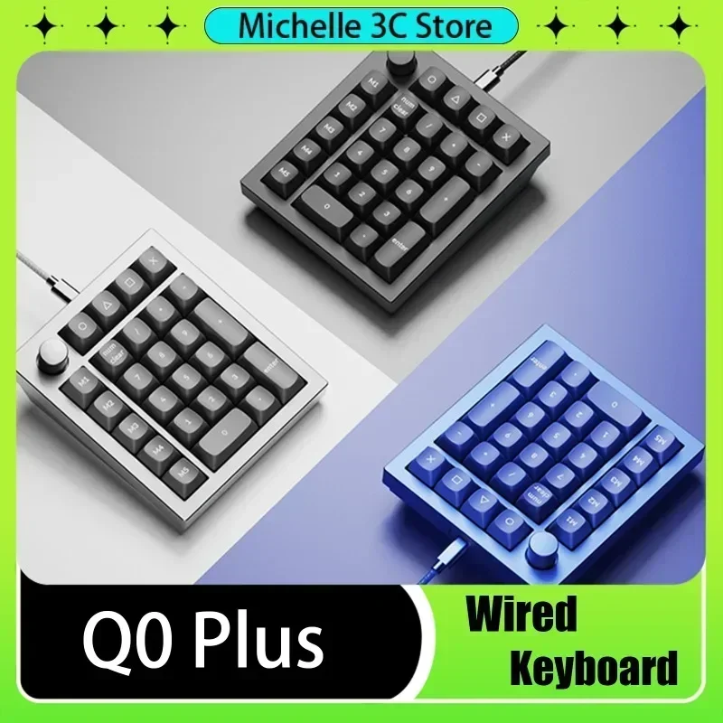 Q0 Plus Customized Pad Small Digital Mechanical Keyboard 27Keys VIA Key Change RGB Backlit Aluminum USB/Type-C G Pro- Red Axis